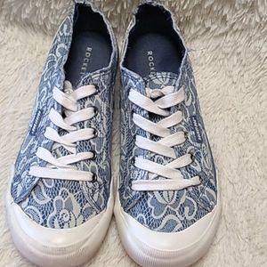 Rocket Dog Size 8.5 Blue & White Faux Lace Sneaker
